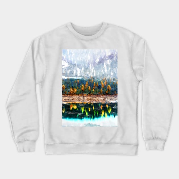 Foggy Forest Lake Reflection. For Foggy Forest Lovers. Crewneck Sweatshirt by ColortrixArt